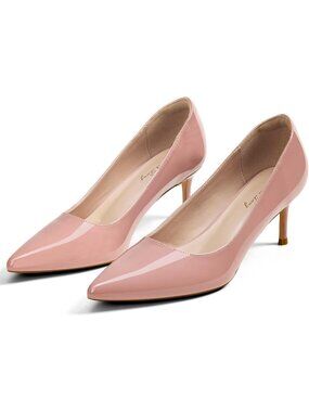 Women's Pink Tang Kitten Heel Pumps 2.4 Inch Pointed Toe Sexy Dressy Shoes